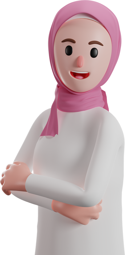 Muslim women acting cool 3D illustration